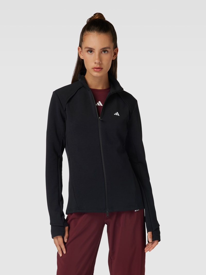Sweatjacke mit Logo-Streifen in schwarz