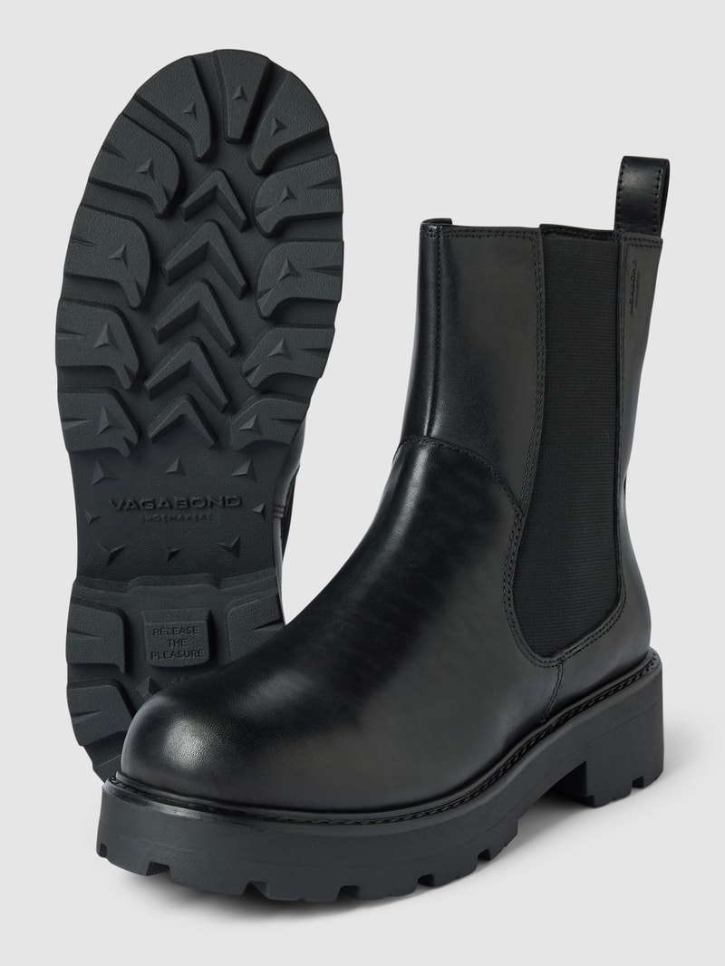 Chelsea Boots aus echtem Leder in schwarz
