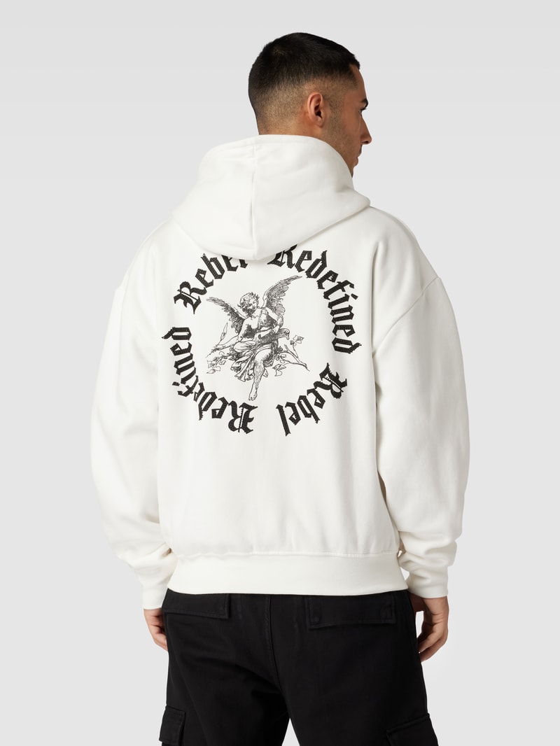 Sweatjacke mit Label-Print Modell 'Juan' in weiß