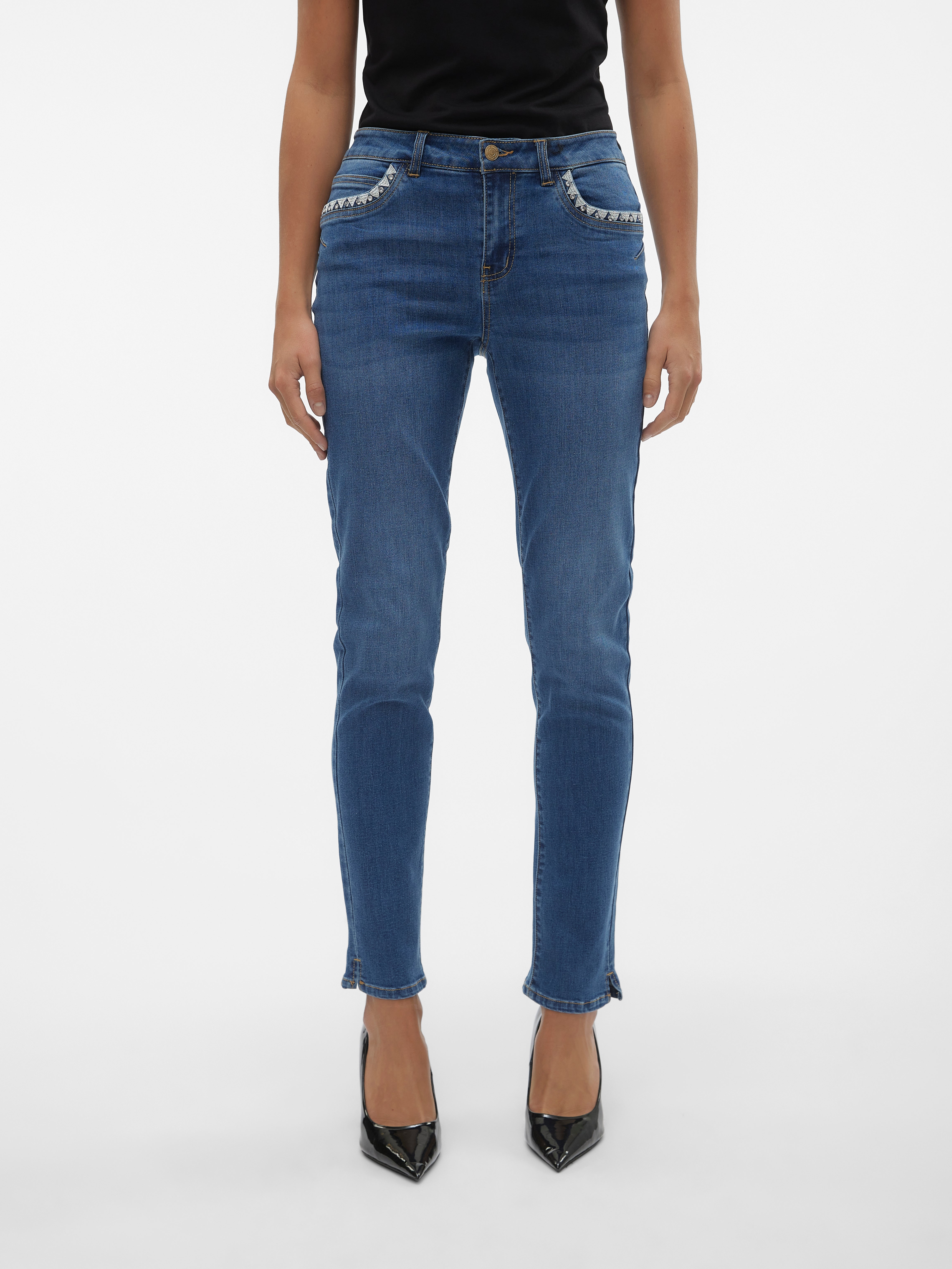 VMYOURS Mid Rise Verju00FCngt Jeans