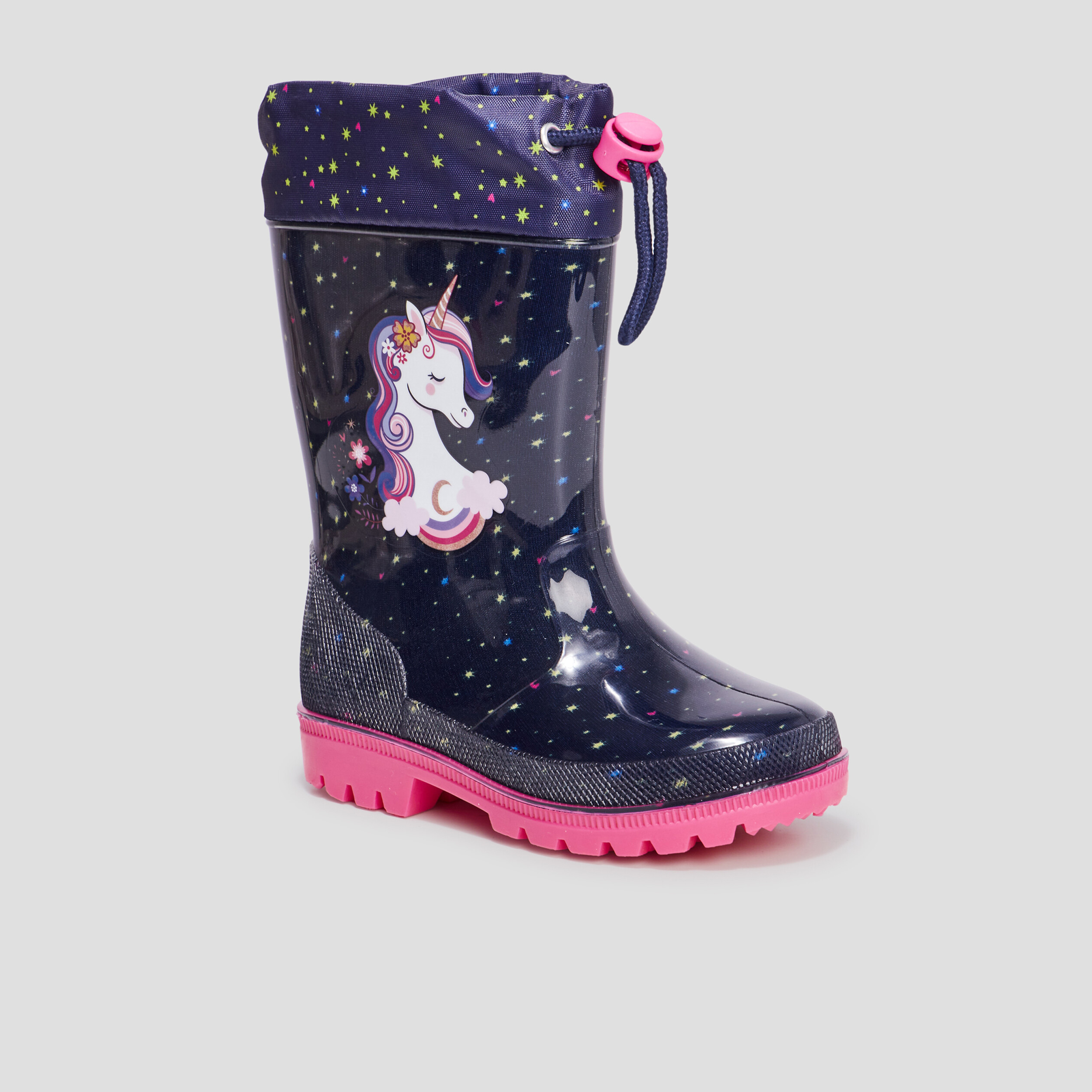 Bottes de pluie avec coulisse bleu marine fille | La Halle