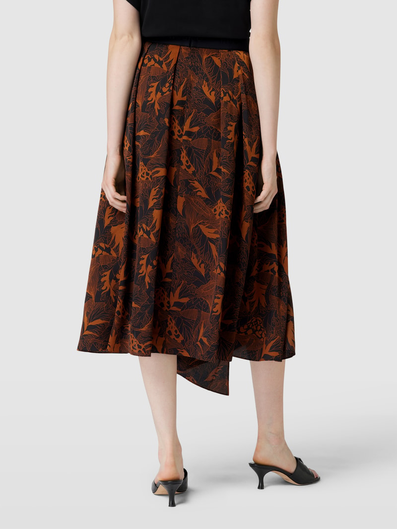 Midirock mit floralem Muster Modell 'ROLIVER' in kupfer