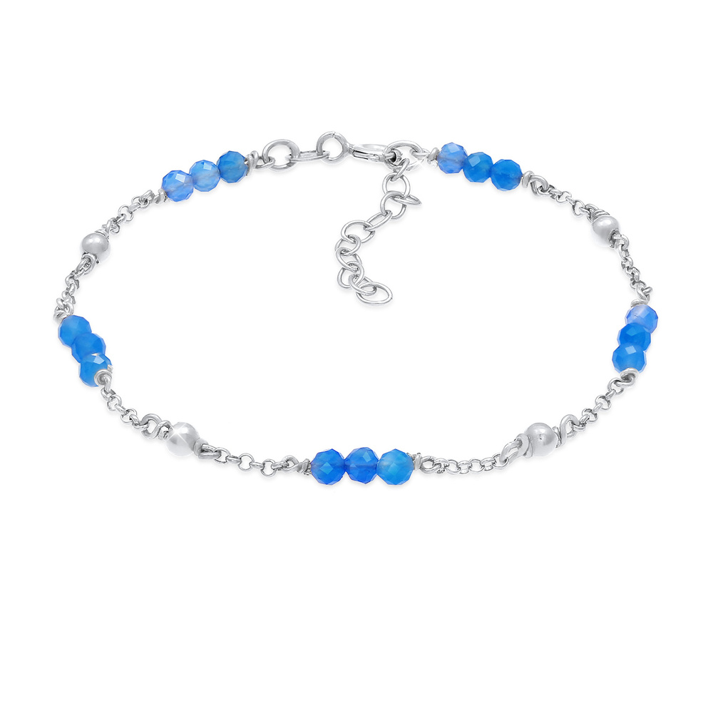 Elli Elli Bracelet Kugel Achat Bead Blau Sommer 925er Silber Bracelet