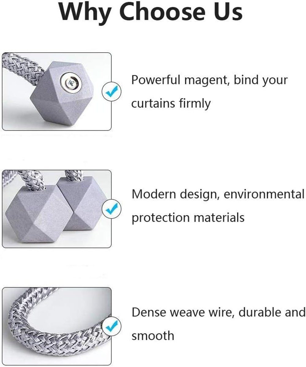 Raffhalter Raffhalter Magnetische Vorhangbinder Zweierpack, ERHWIO, Dekorativer Aufhängungsbügel für Seile.