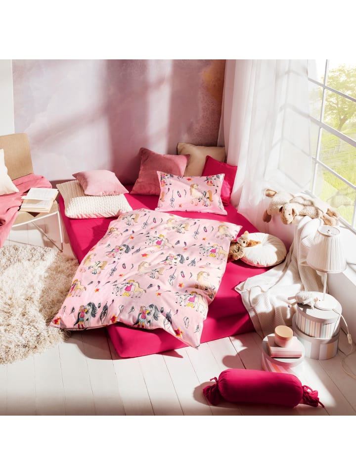 Erwin Müller Fein Biber Kinder-Bettwäsche in rosa günstig kaufen 100 x 135 cm   40 x 60 cm