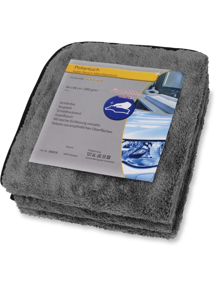 normani 6 Stück Poliertuch Superflausch-Mikrofasertuch in Grau/Schwarz günstig kaufen 44 x 44 cm