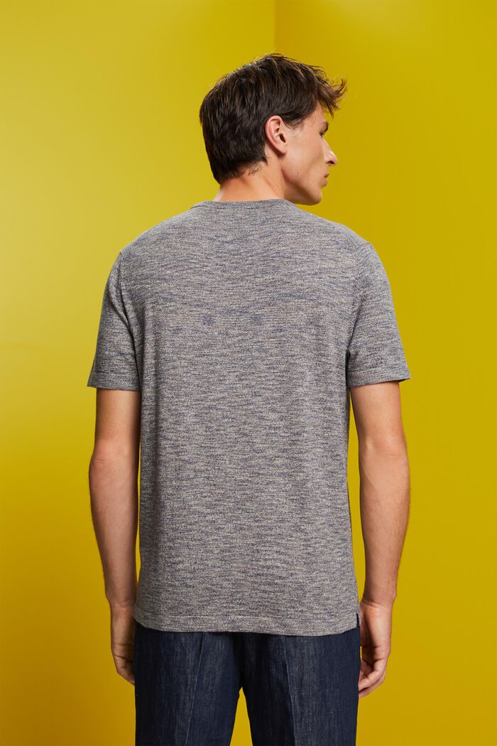 Kurzärmeliger, melierter Strickpullover