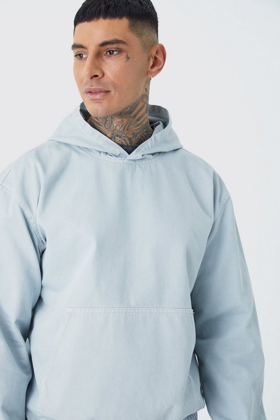 Tall kastiger Denim-Hoodie