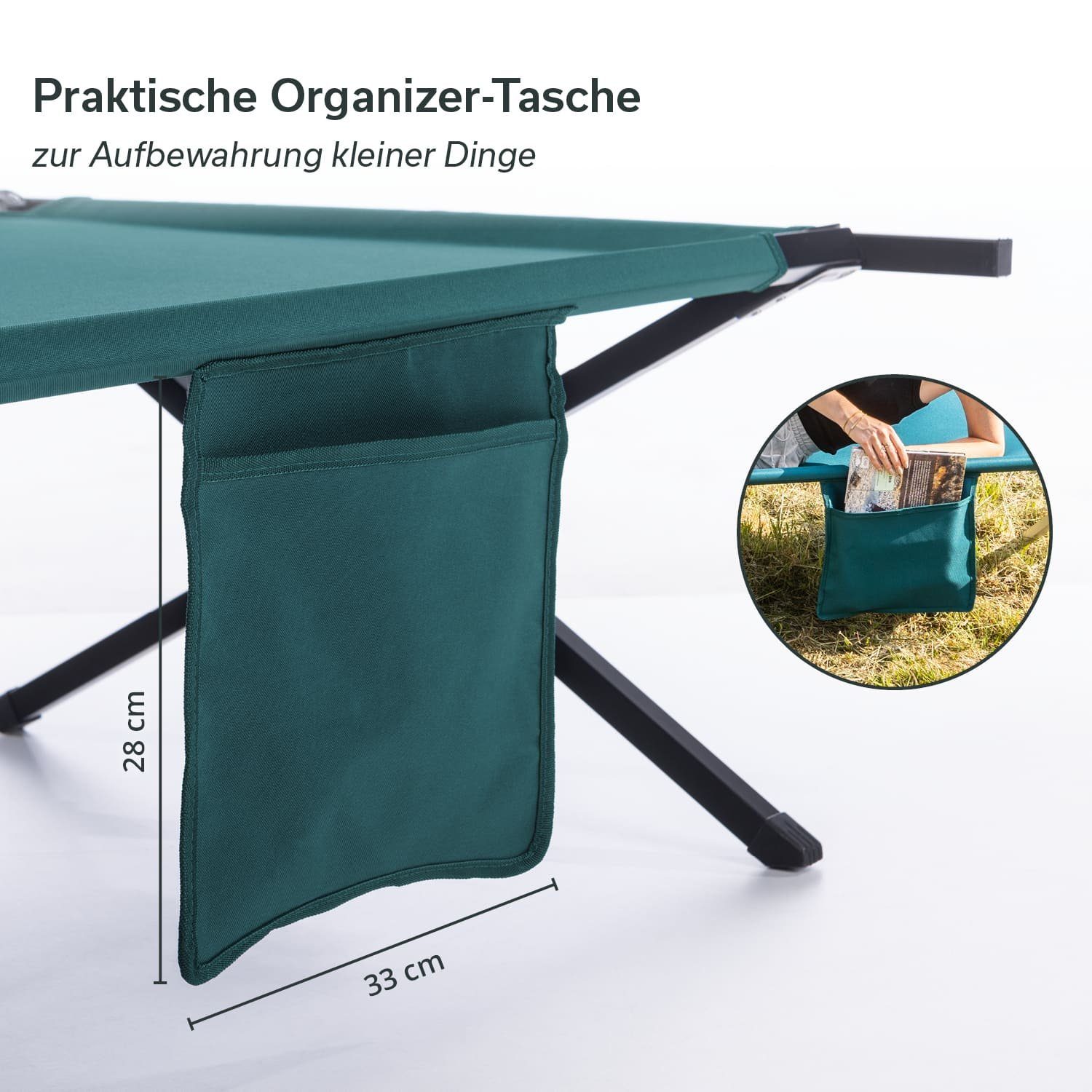 Skandika Feldbett Mutenia Klappbare Sonnenliege mit Organizer-Tasche, max. 200 kg, Outdoor