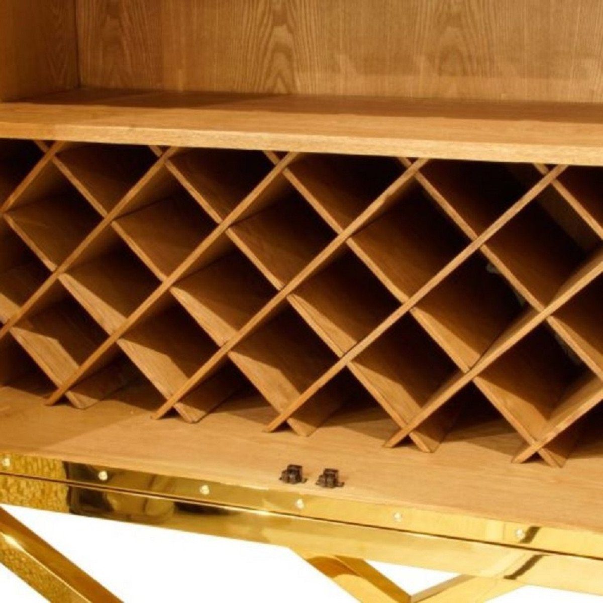 Casa Padrino Barschrank Luxus Barschrank Braun / Gold 108 x 48 x H. 180 cm - Edler Weinschrank mit 2 Türen - Luxus Bar Möbel