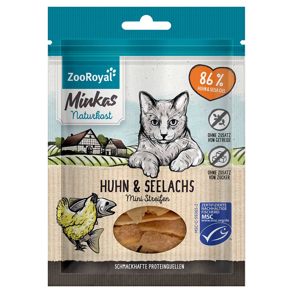 ZooRoyal Minkas Naturkost Mini Streifen Huhn & Seelachs