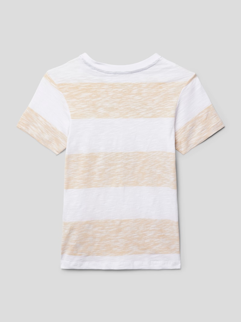 T-Shirt mit Streifenmuster Modell 'SUMMER' in hellgelb