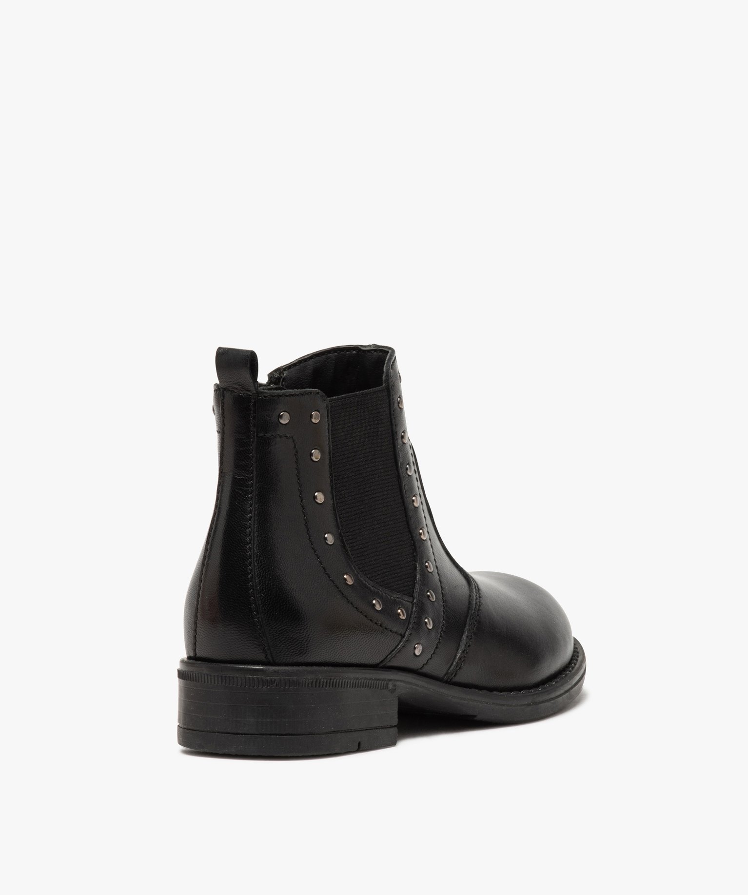 Boots fille en cuir uni style chelsea ornées de clous | GEMO