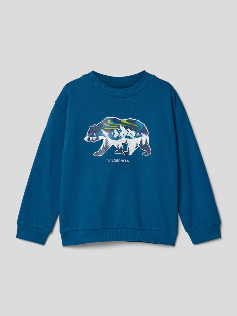 Sweatshirt mit Motiv-Print in petrol