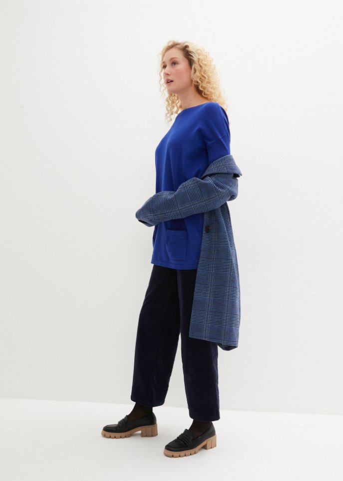 Feinstrickpullover aus Baumwollmix, 7/8 Arm