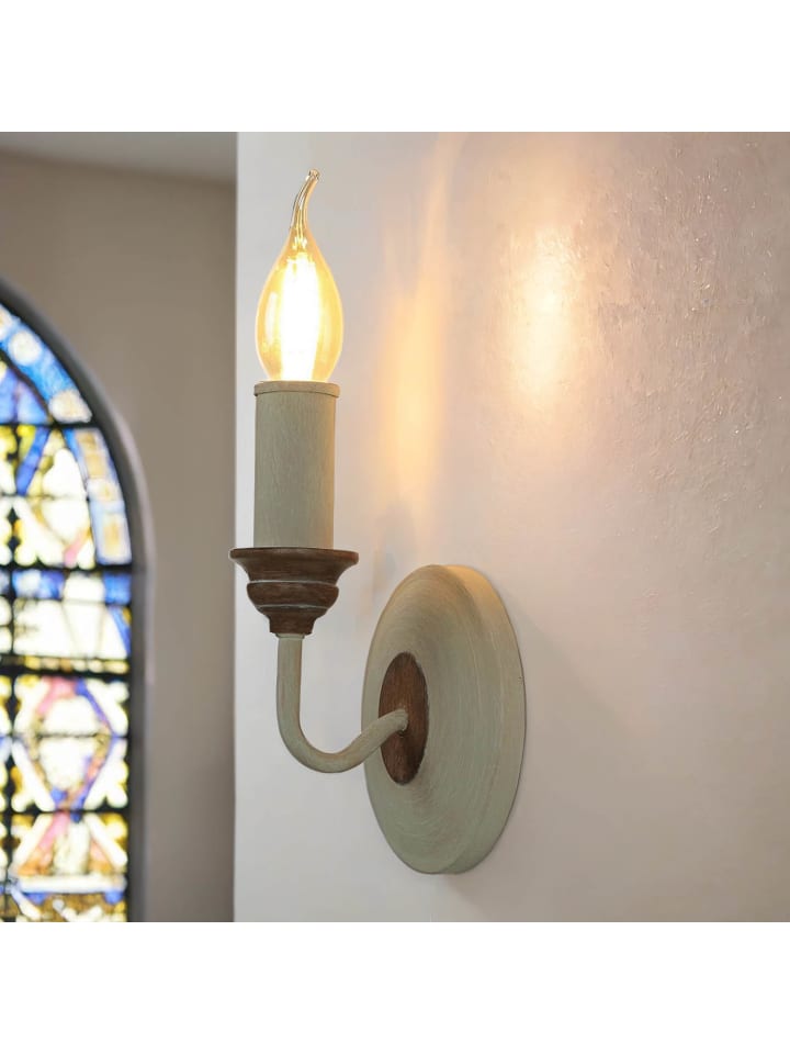 Licht-Erlebnisse Wandlampe in Shabby Weiß Holz günstig kaufen onesize