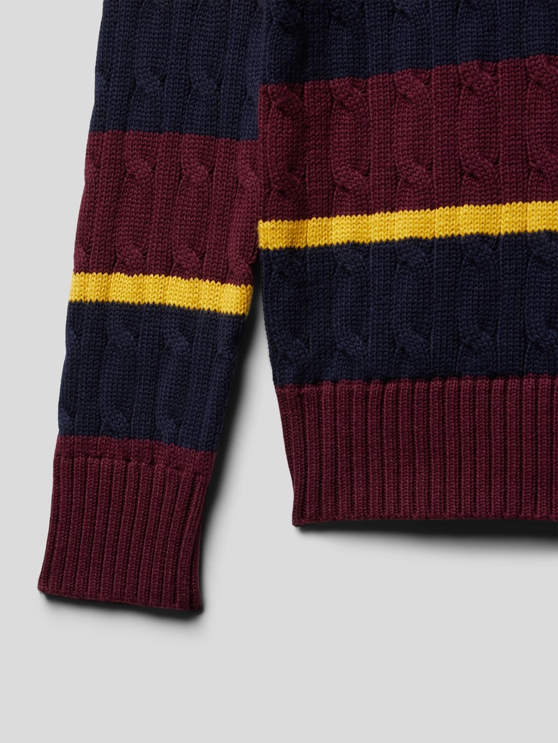 Strickpullover mit Streifenmuster in bordeaux rot
