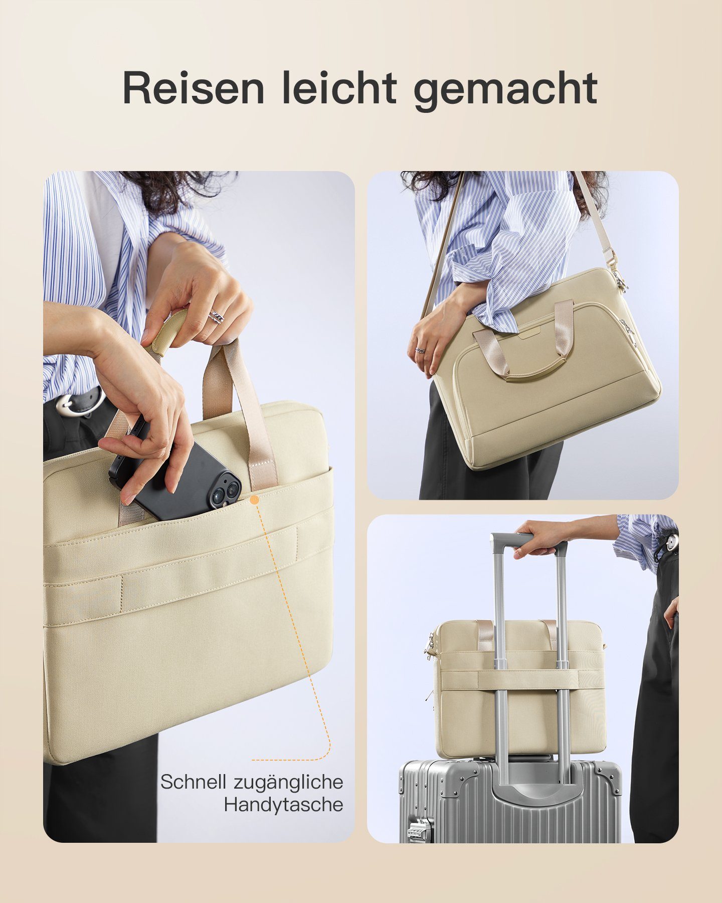 Inateck Laptoptasche Schultertasche Laptop-Hülle kompatibel mit 13-14 Zoll MacBook Pro Air