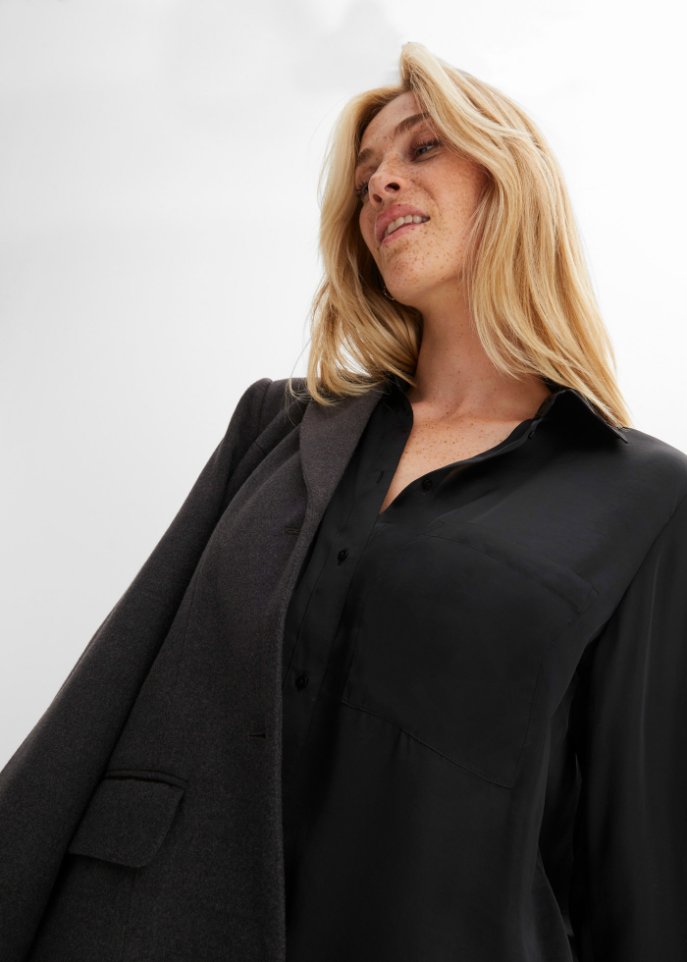 Satin-Longbluse mit recyceltem Polyester