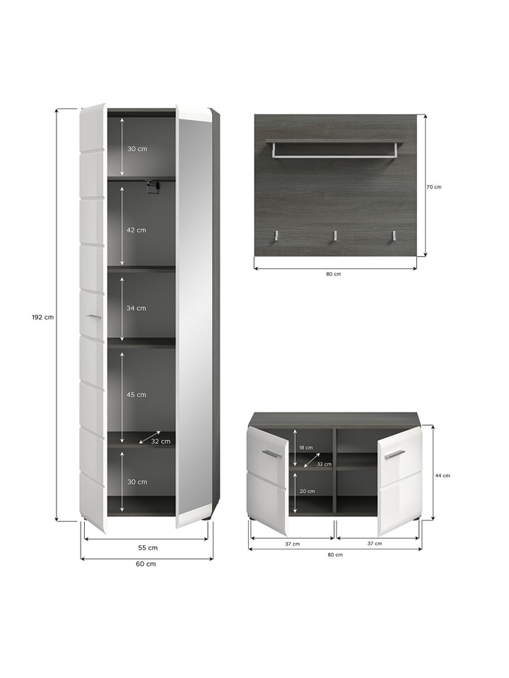 ebuy24 Garderobenmöbel Salsa Weiß 155 x 37 cm günstig kaufen onesize