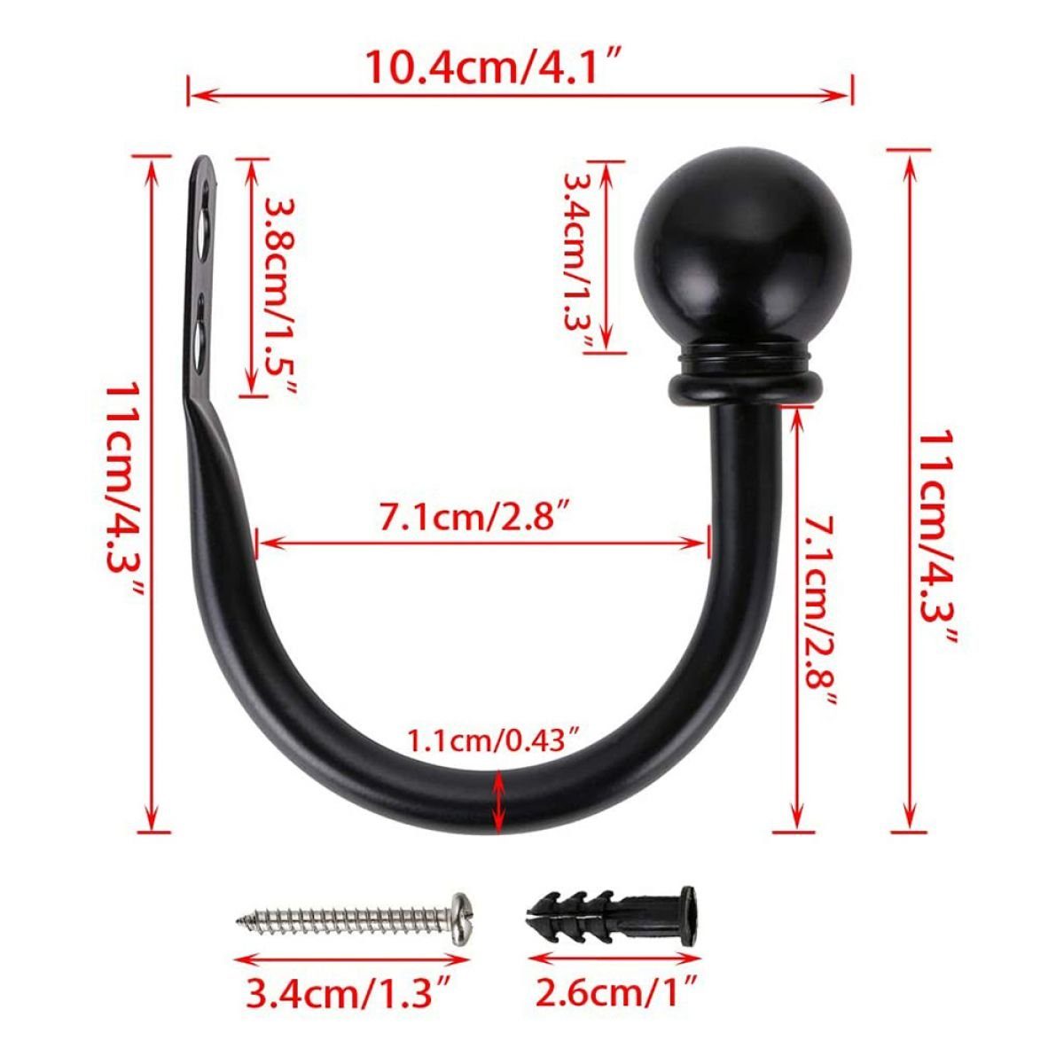 Raffhalter Raffhalter für Gardinen, 2er-Pack, Metall, für Fenster, ZmdecQna