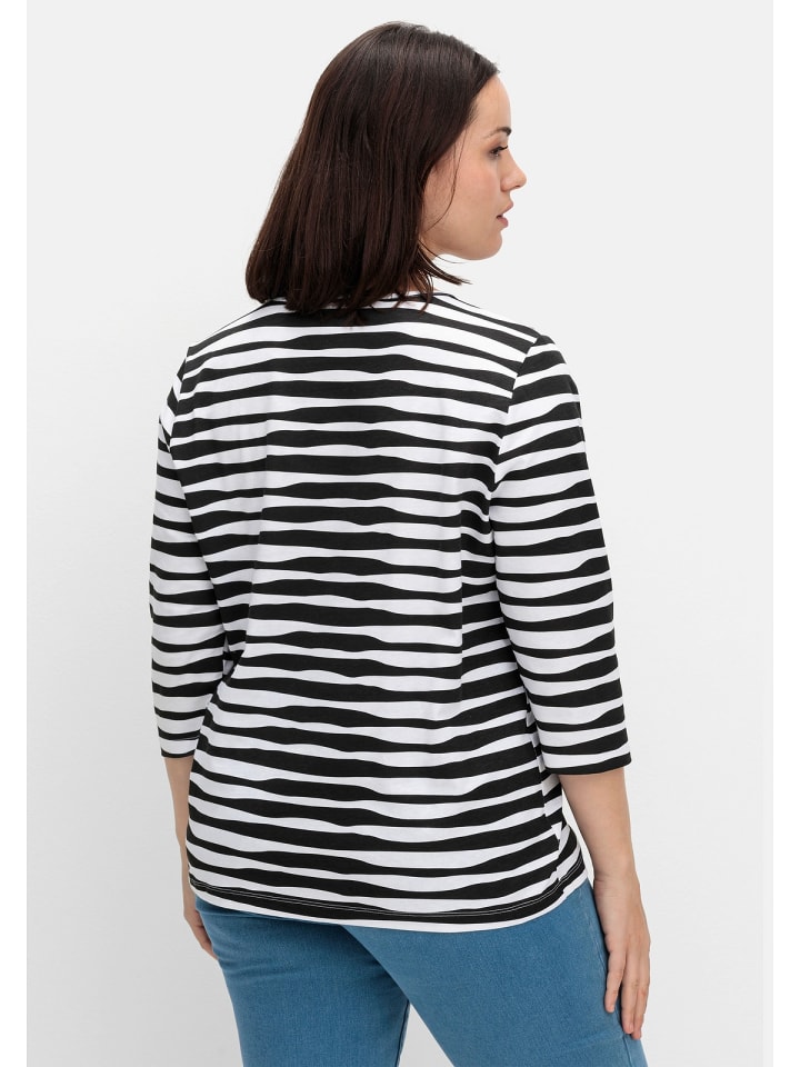 sheego Shirt in schwarz gestreift günstig kaufen
