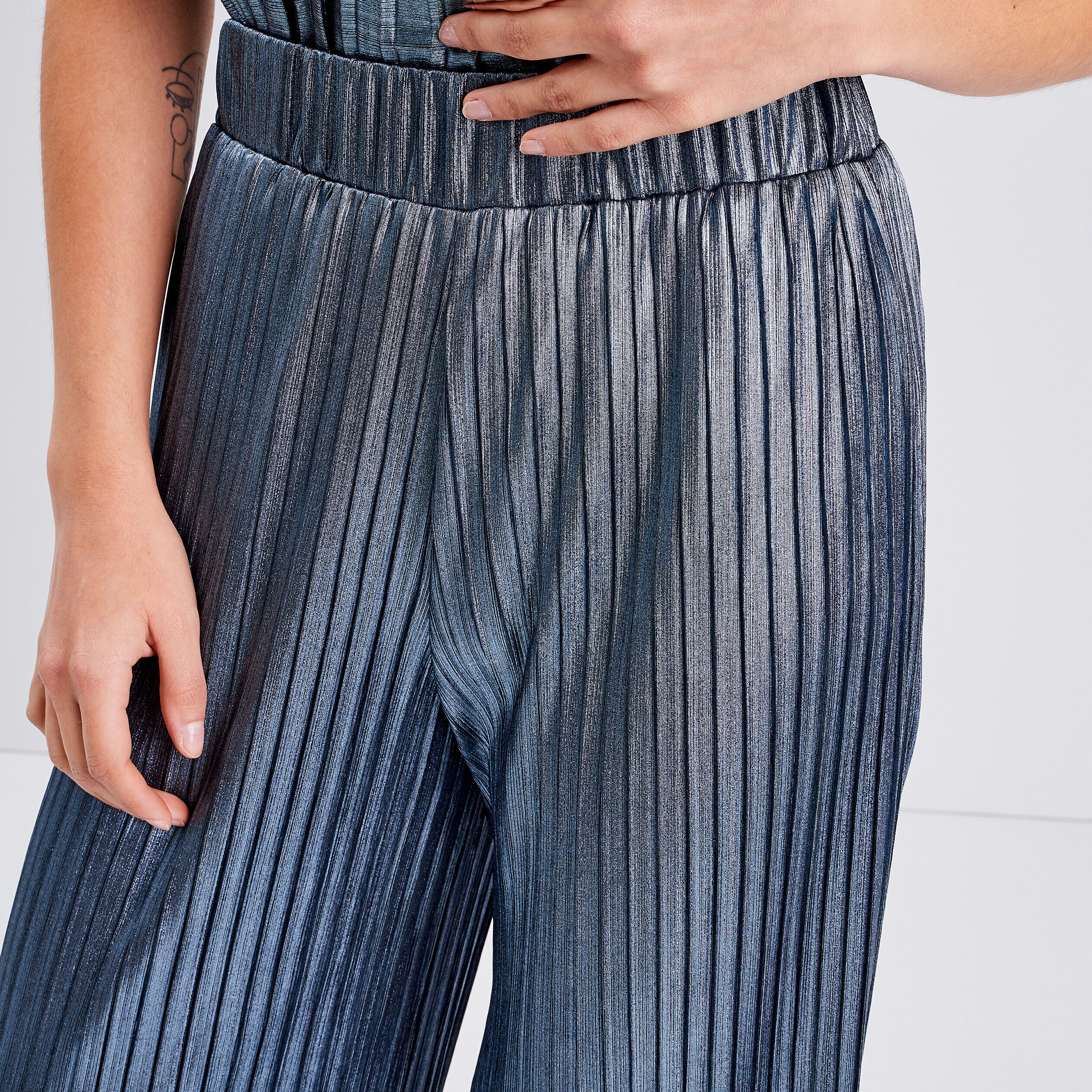 Pantalon ample plissé gris clair femme | Cache Cache
