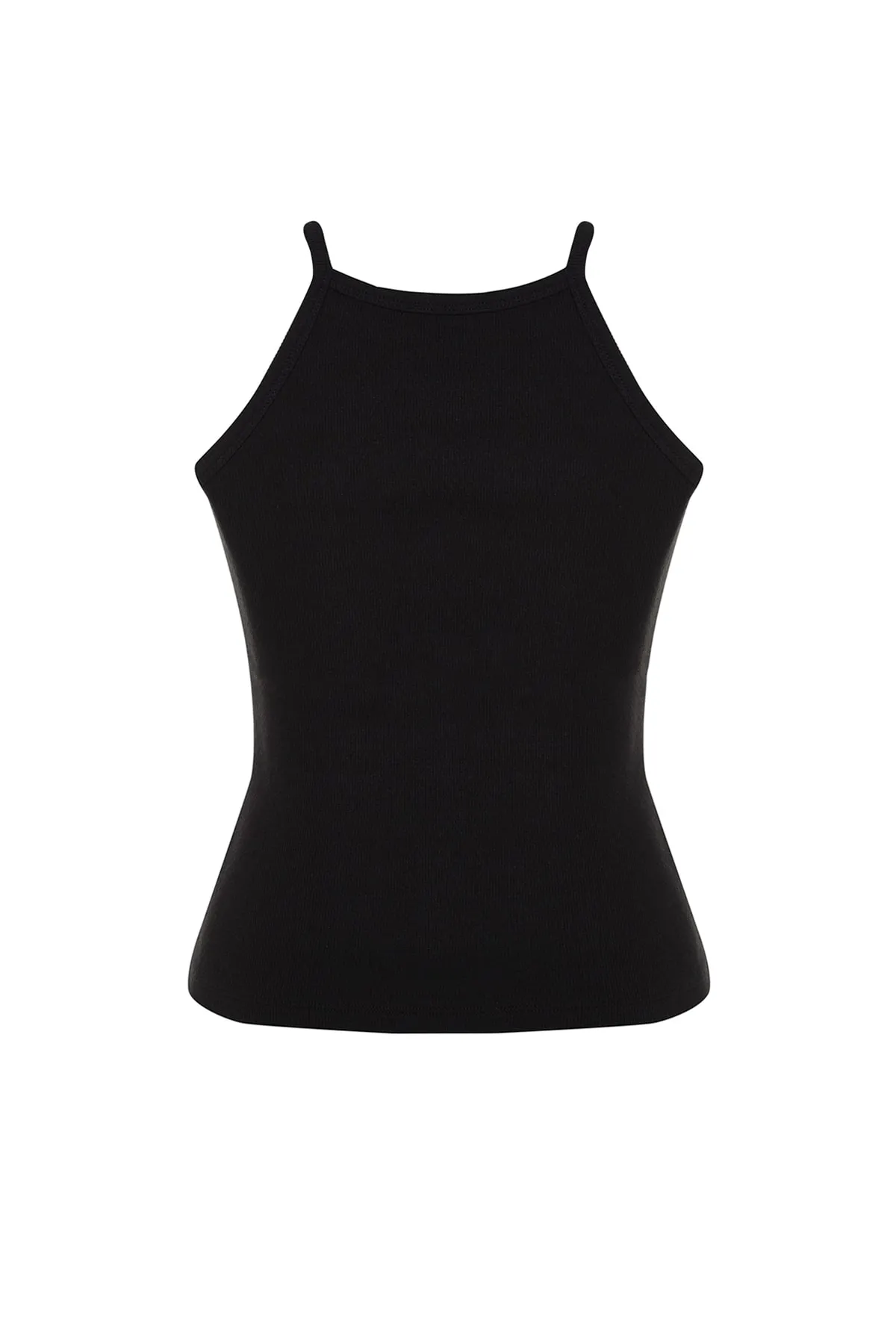 Trendyol Curve  Schwarzes Basic-Strick-Tanktop mit Neckholder-Kragen TBBSS23CV00000