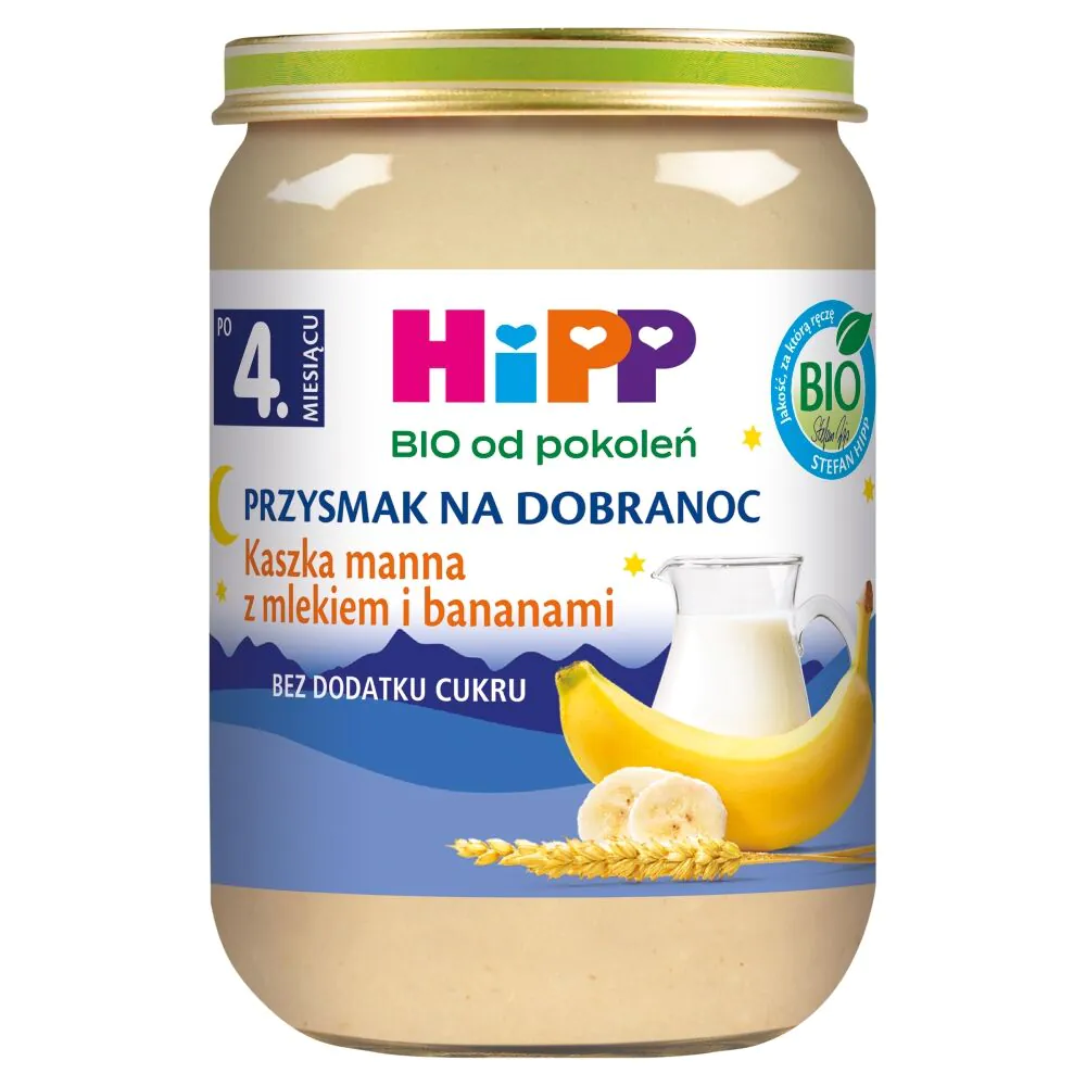 Hipp EKO manų kruopų košė su pienu ir bananais