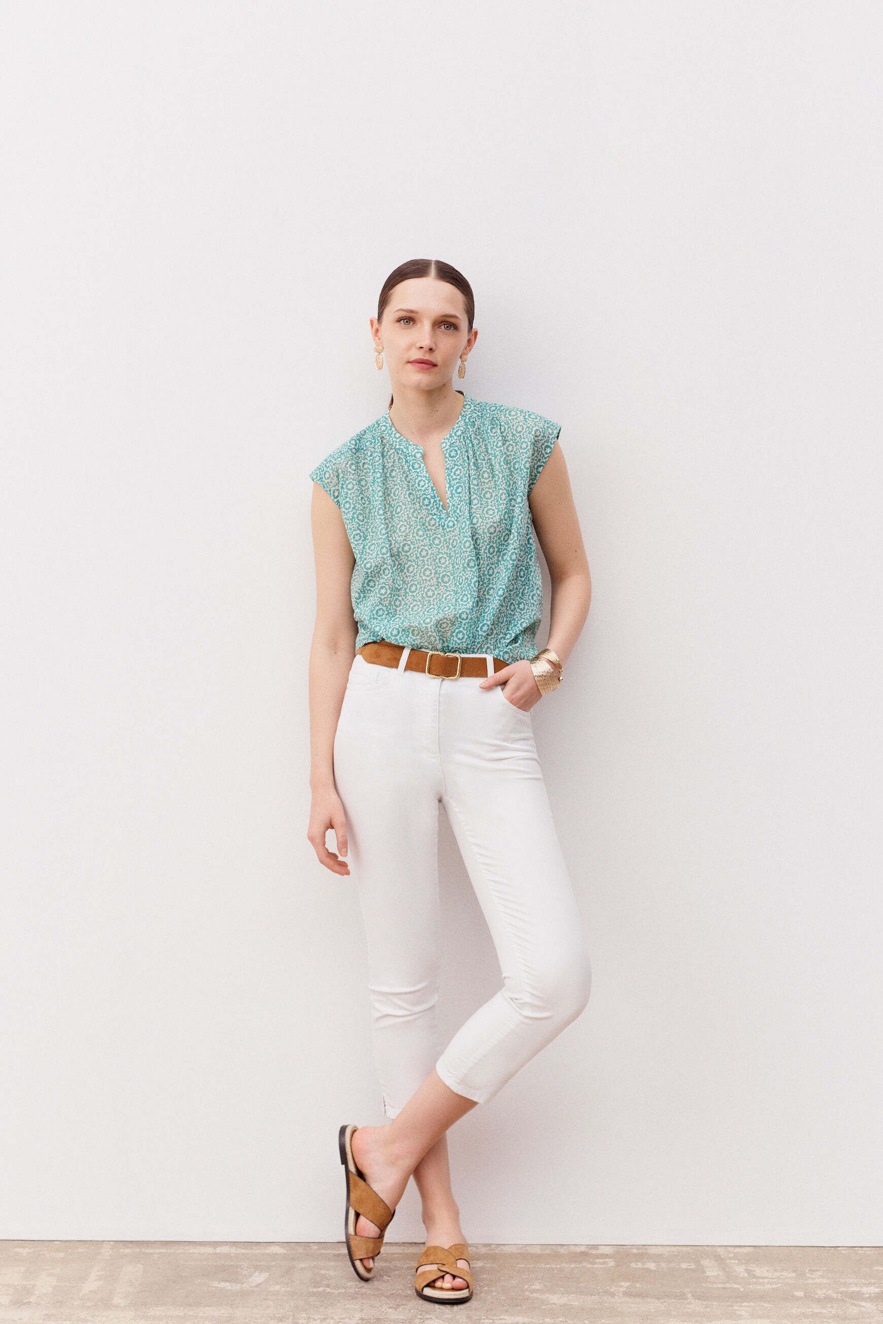 chemisier elio bleu turquoise femme