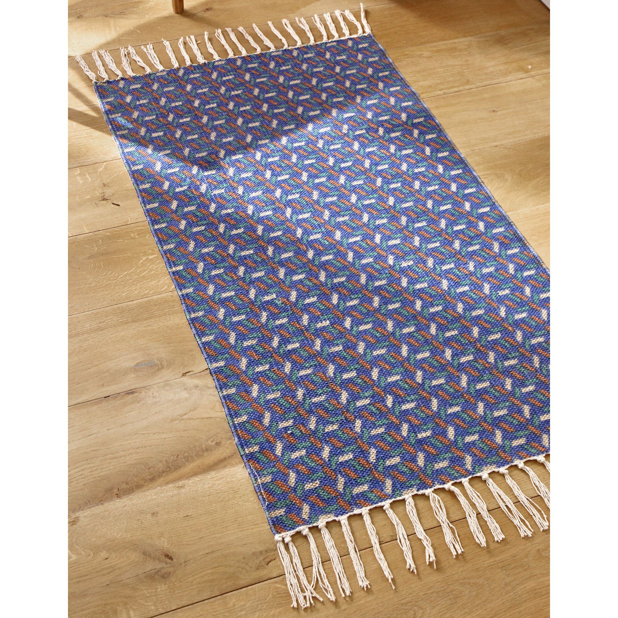 Tapis tissé petit format imprimé géométrique