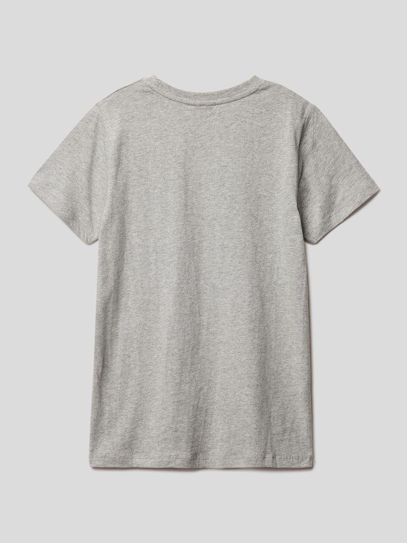 T-Shirt mit Label-Print in mittelgrau meliert