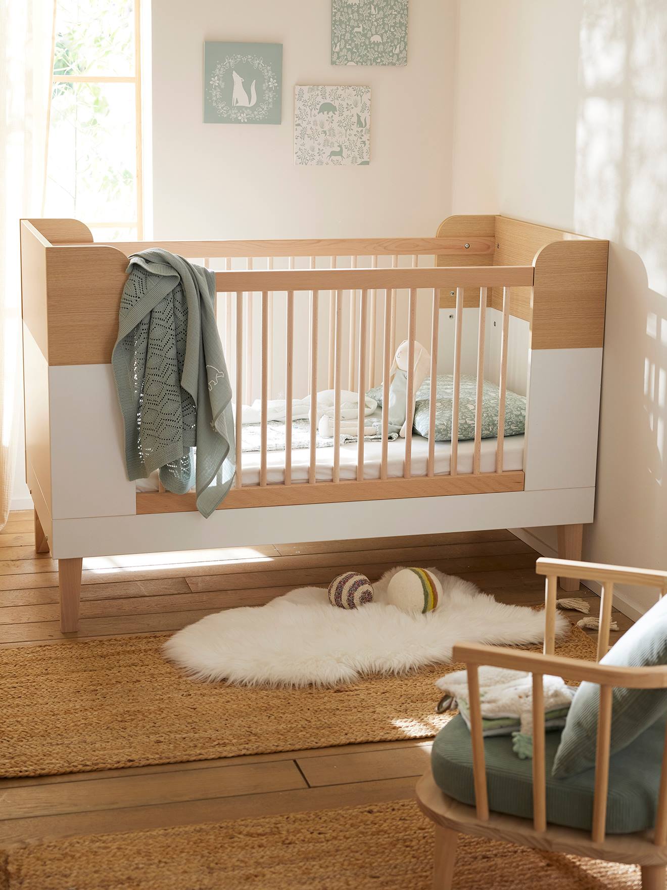 Vertbaudet Mitwachsendes Babybett MOKA - weiß/natur