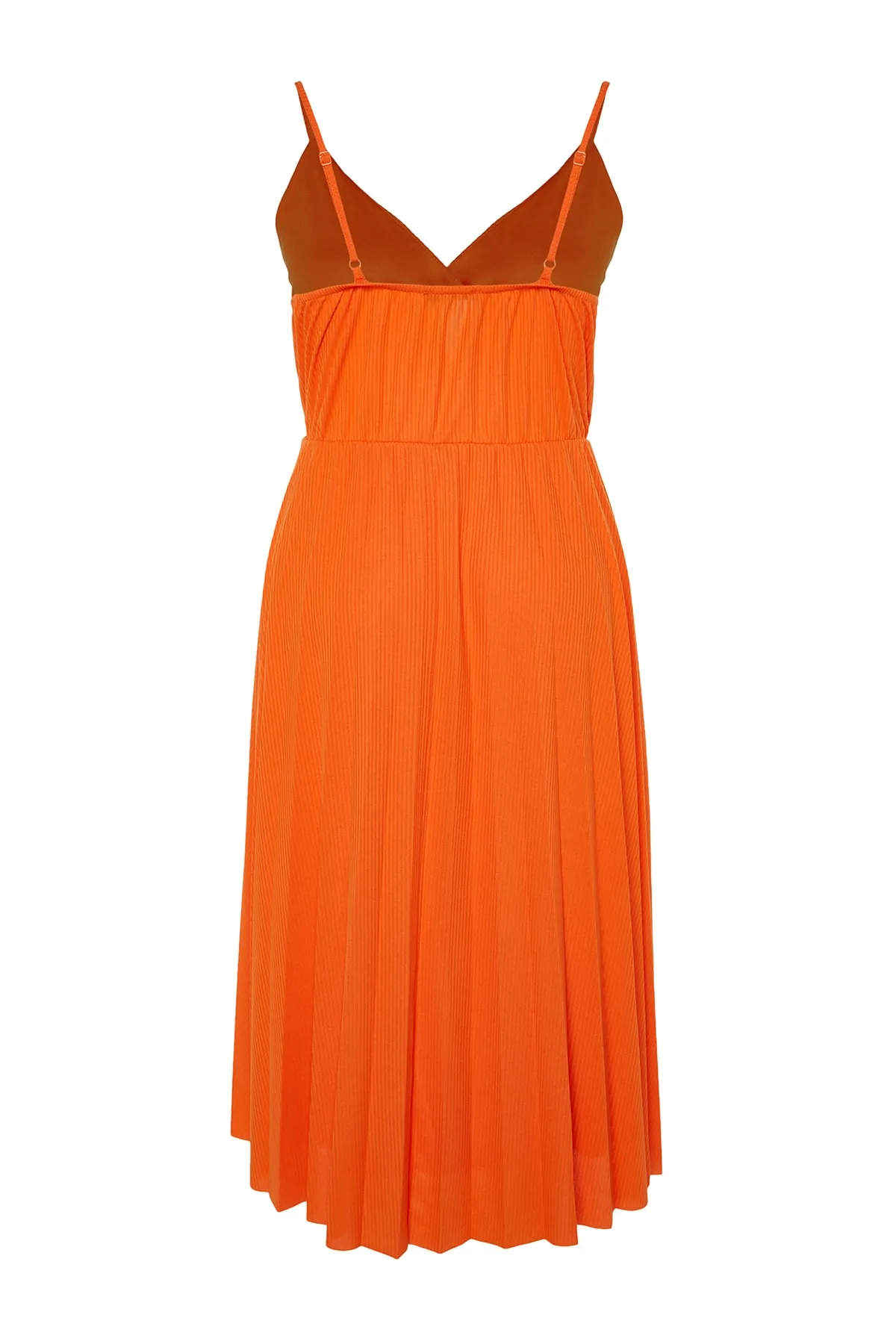 Trendyol Curve  Orangefarbenes zweireihiges Strickkleid mit Kragen und Trägern TBSSS22EL1565