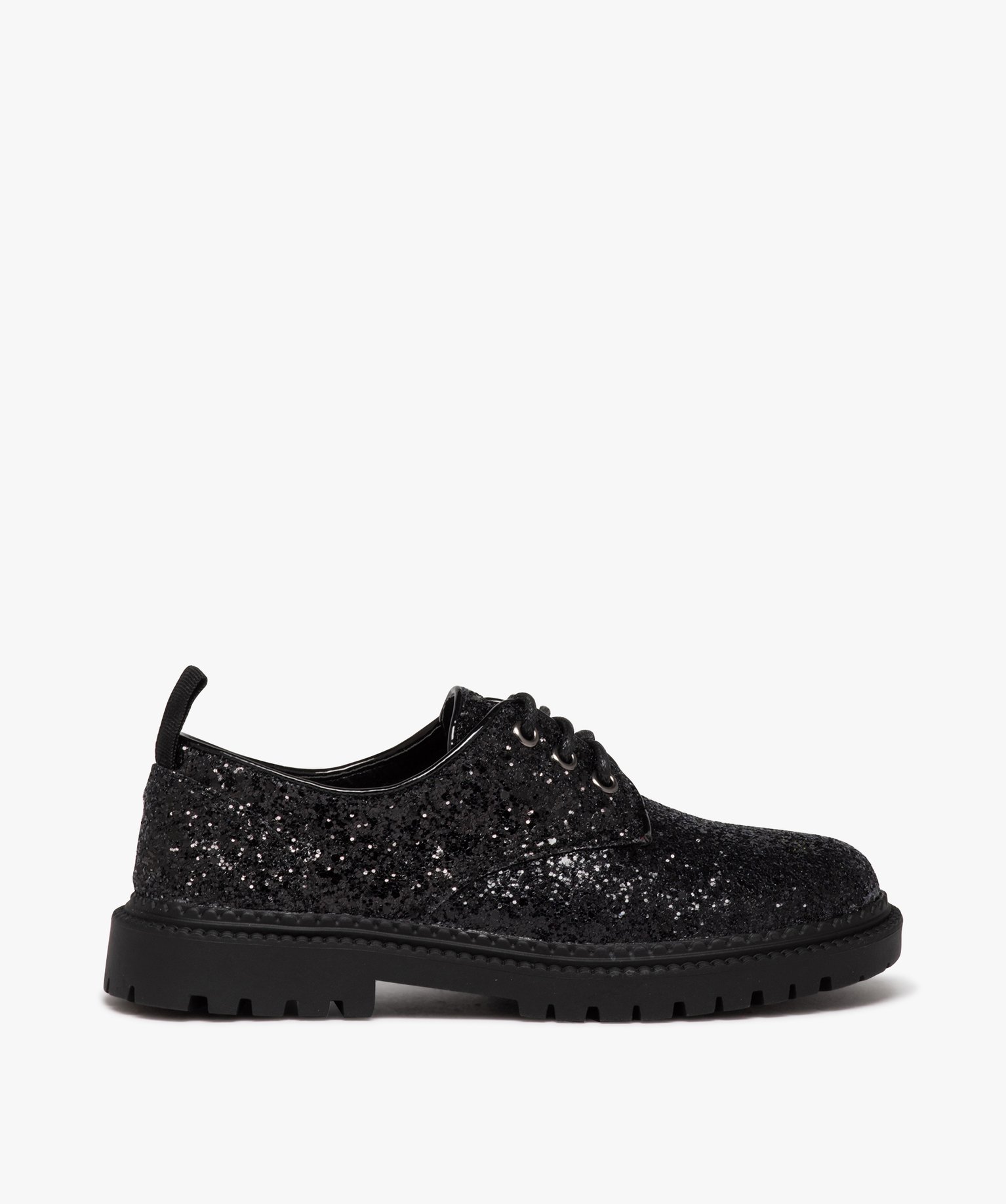 Derbies filles pailletées à semelle crantée noir | GEMO