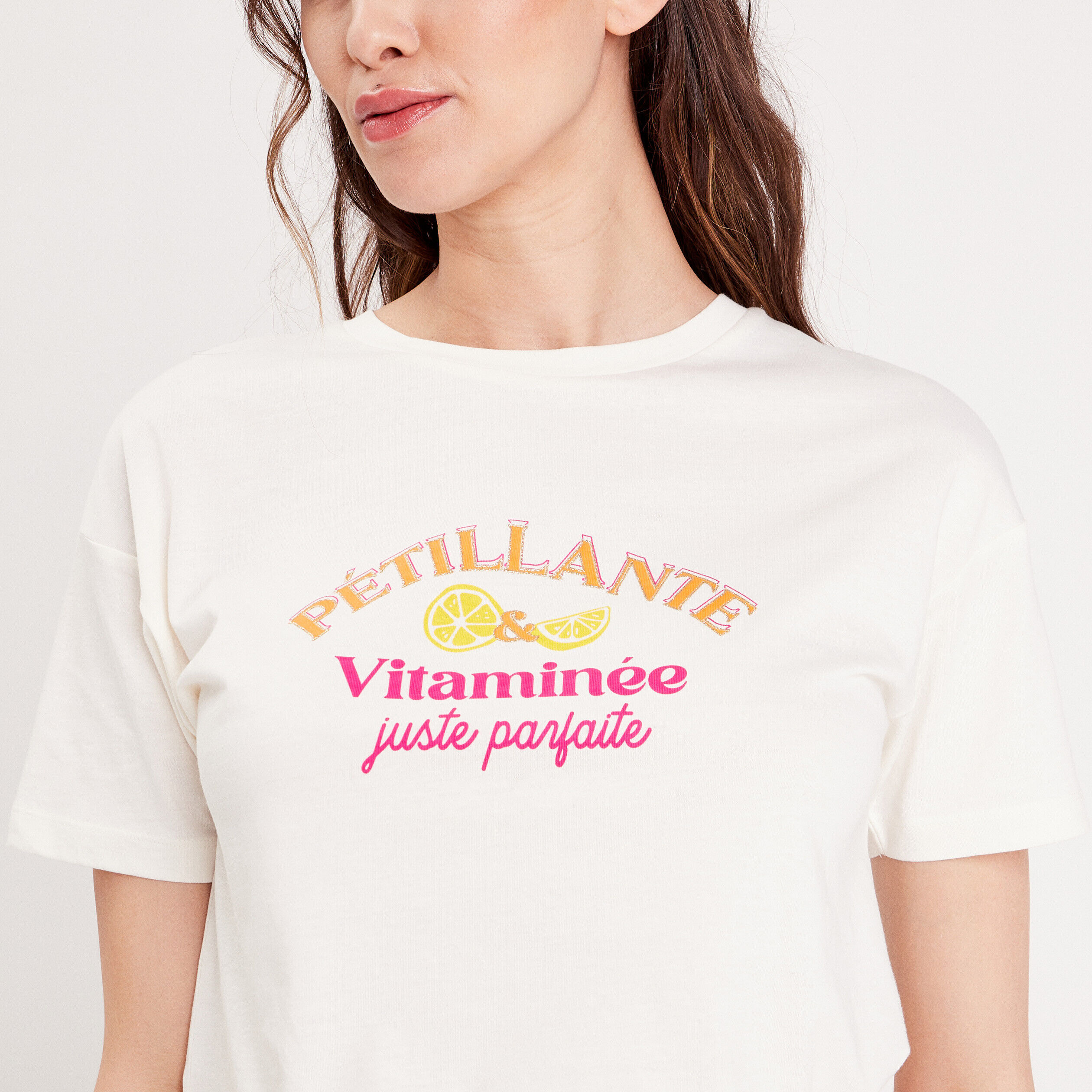 T-shirt manches courtes ecru femme | Cache Cache