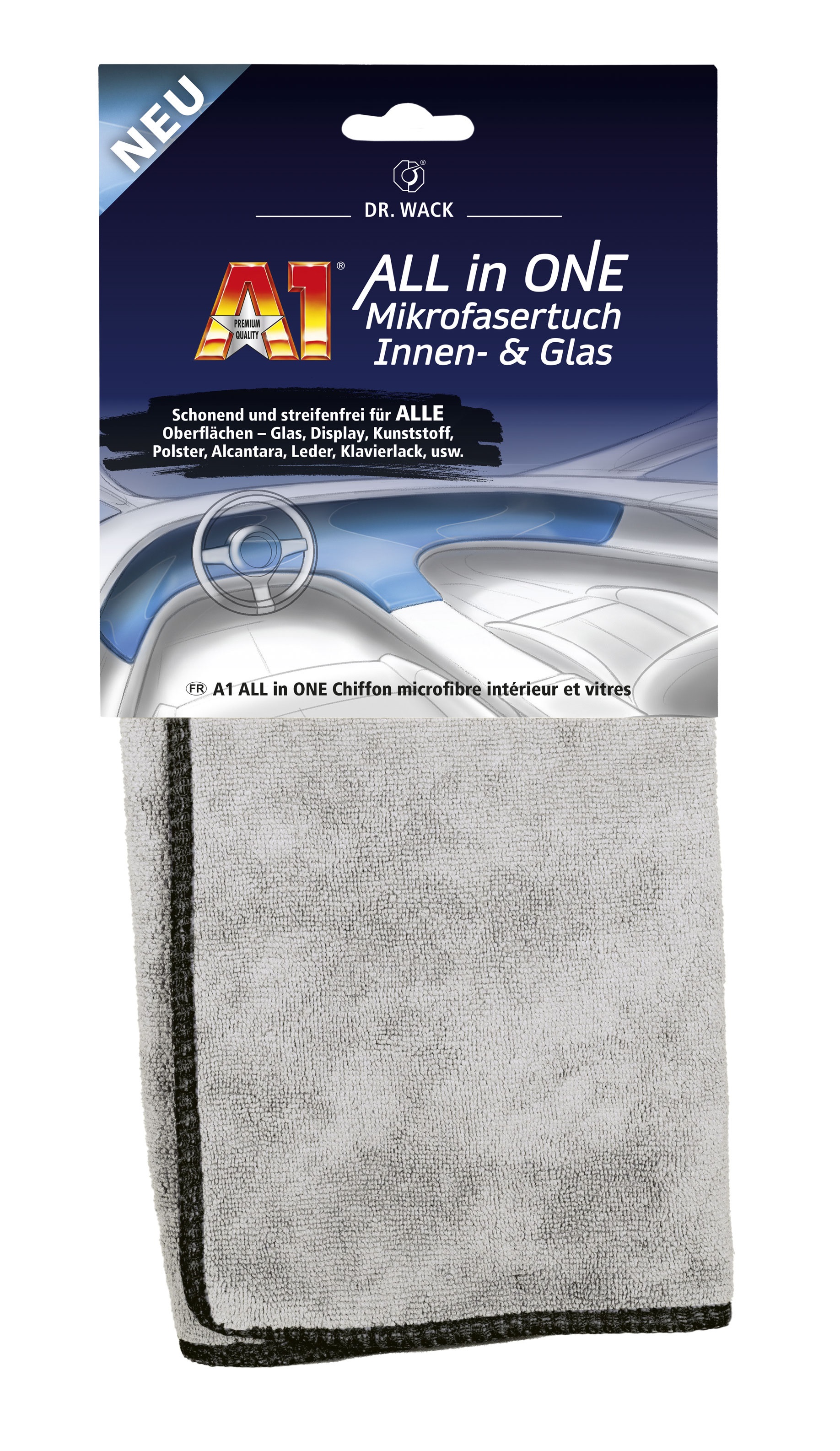 A1 All in One Mikrofasertuch für Innen und Glas von Dr. O.K. Wack Chemie, 1 Stück - ATU