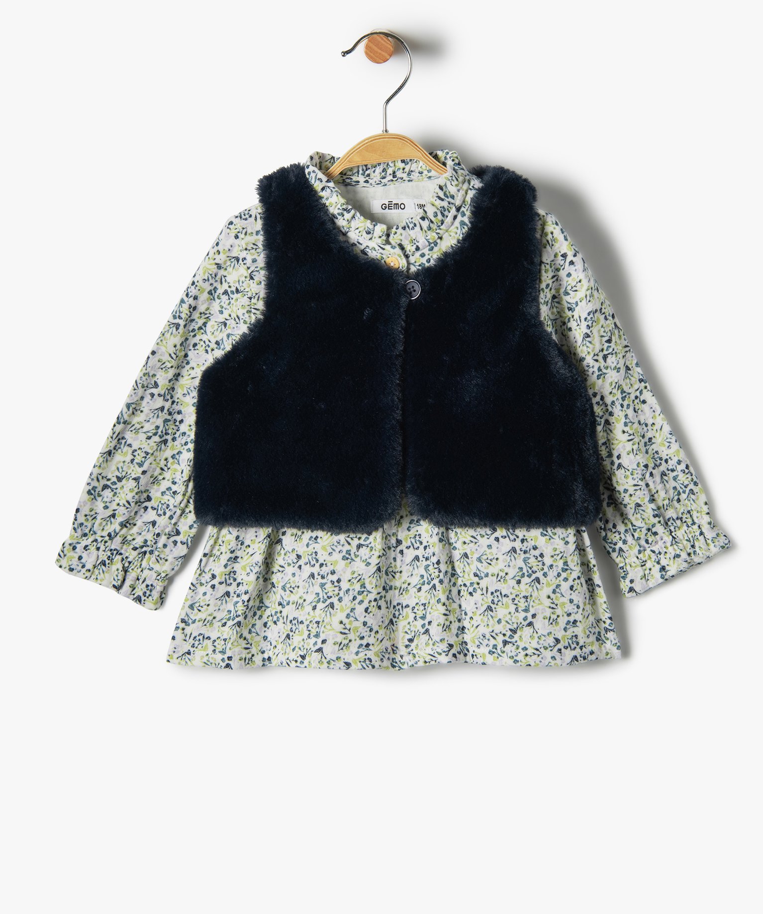 Ensemble bébé fille 2 pièces : blouse fleurie + gilet en ... multicolore | GEMO