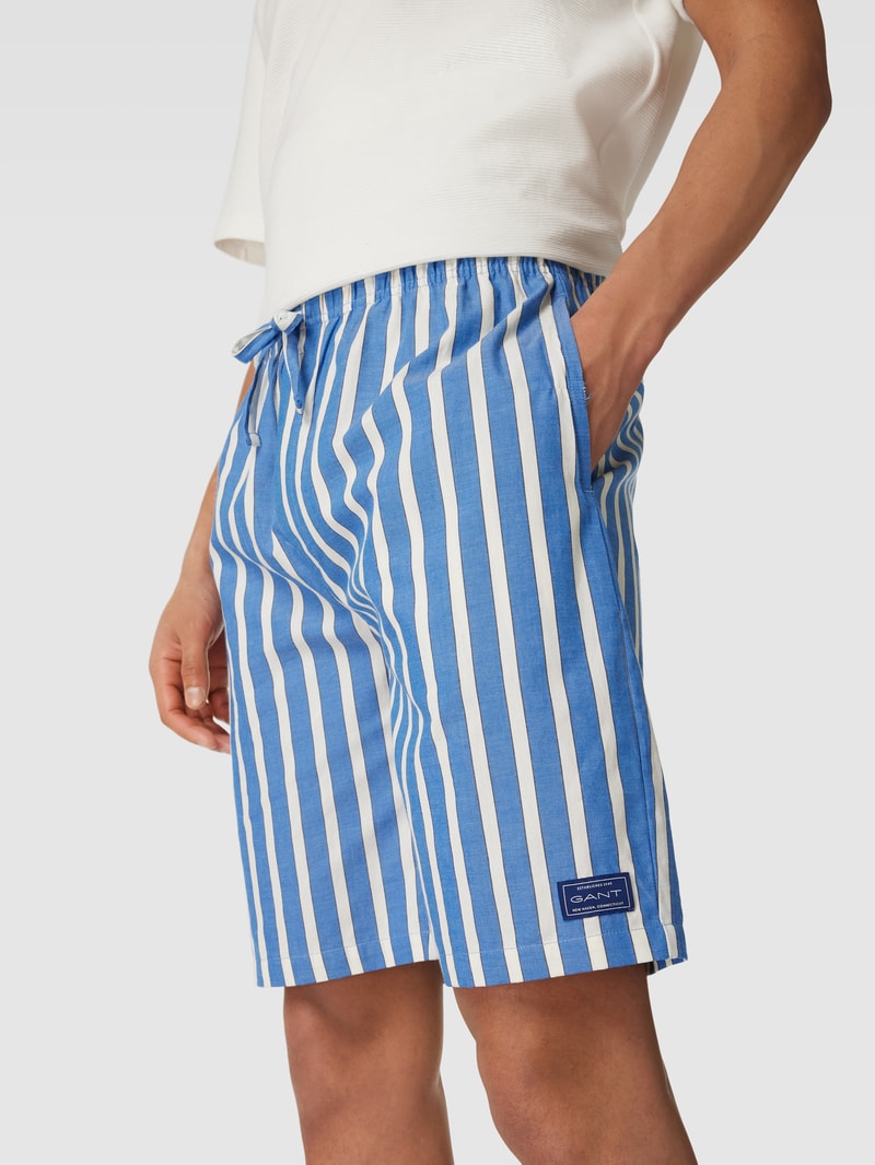 Pyjama-Shorts mit Streifenmuster Modell 'OXFORD' in blau