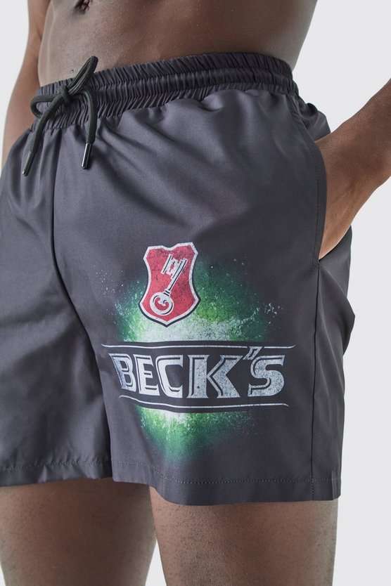 Kurze Badehose mit lizenziertem Becks Print