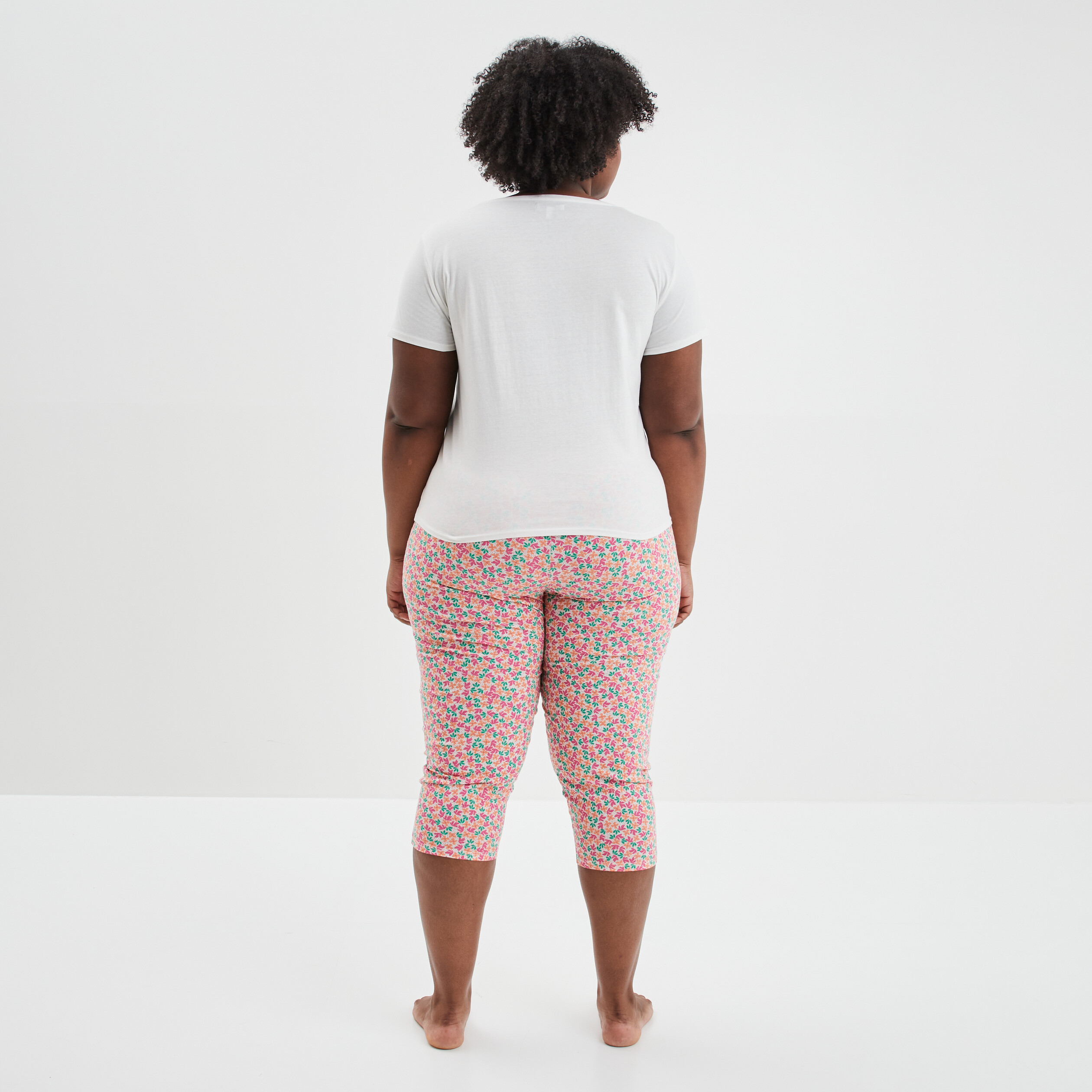 Ensemble pyjama corsaire 2 pièces coton ecru femme grande taille | La Halle