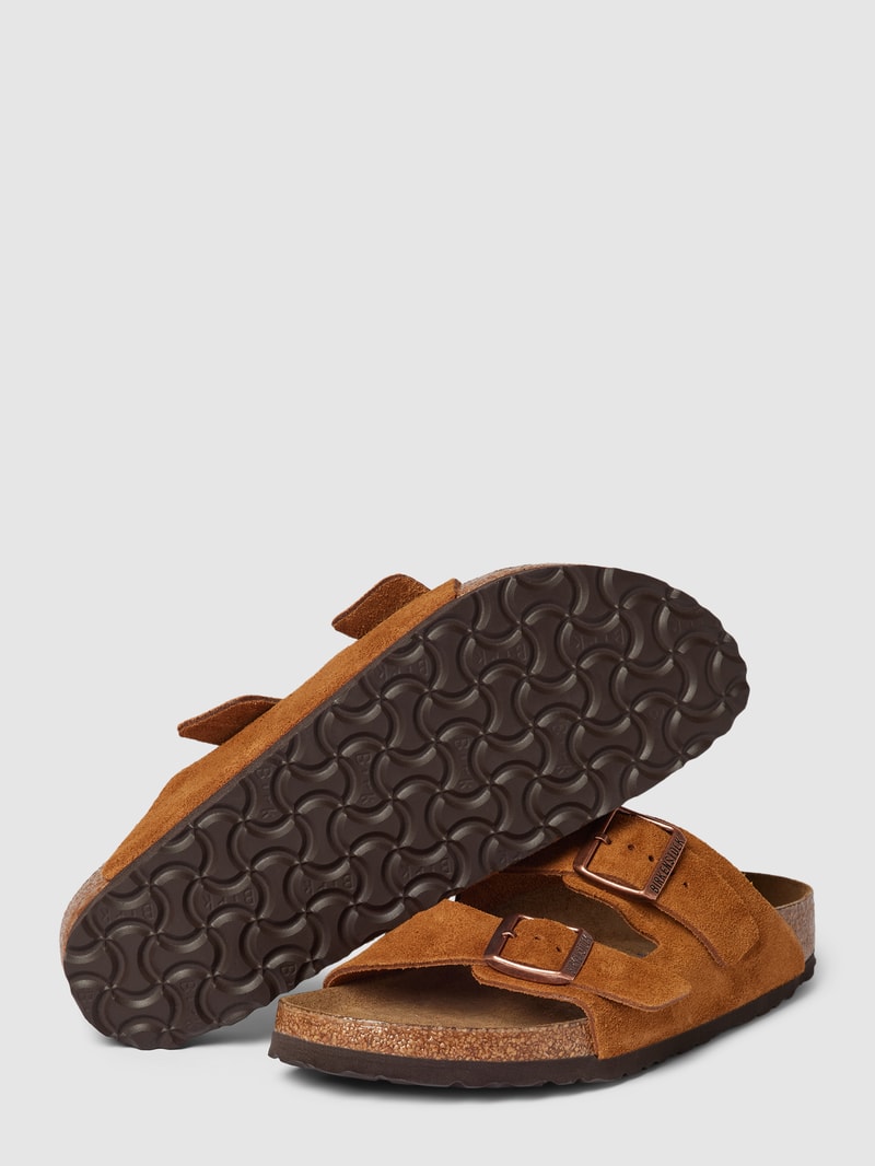 Slides aus echtem Leder Modell 'ARIZONA' in cognac