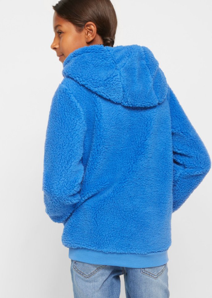 Mädchen Teddy-Fleeceshirt mit Kapuze