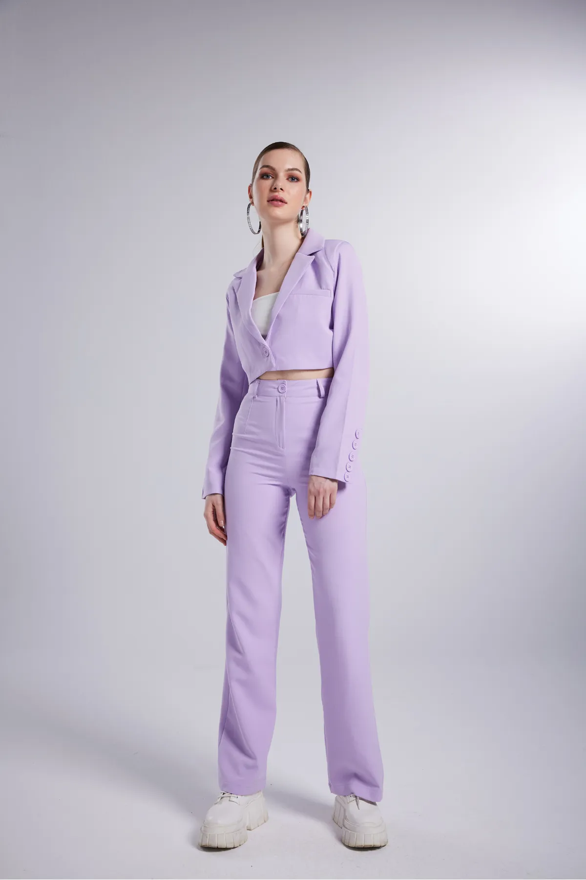 HOLLY LOLLY  Panky-Hose aus Stoff mit hoher Taille und Knopfverschluss in Flieder