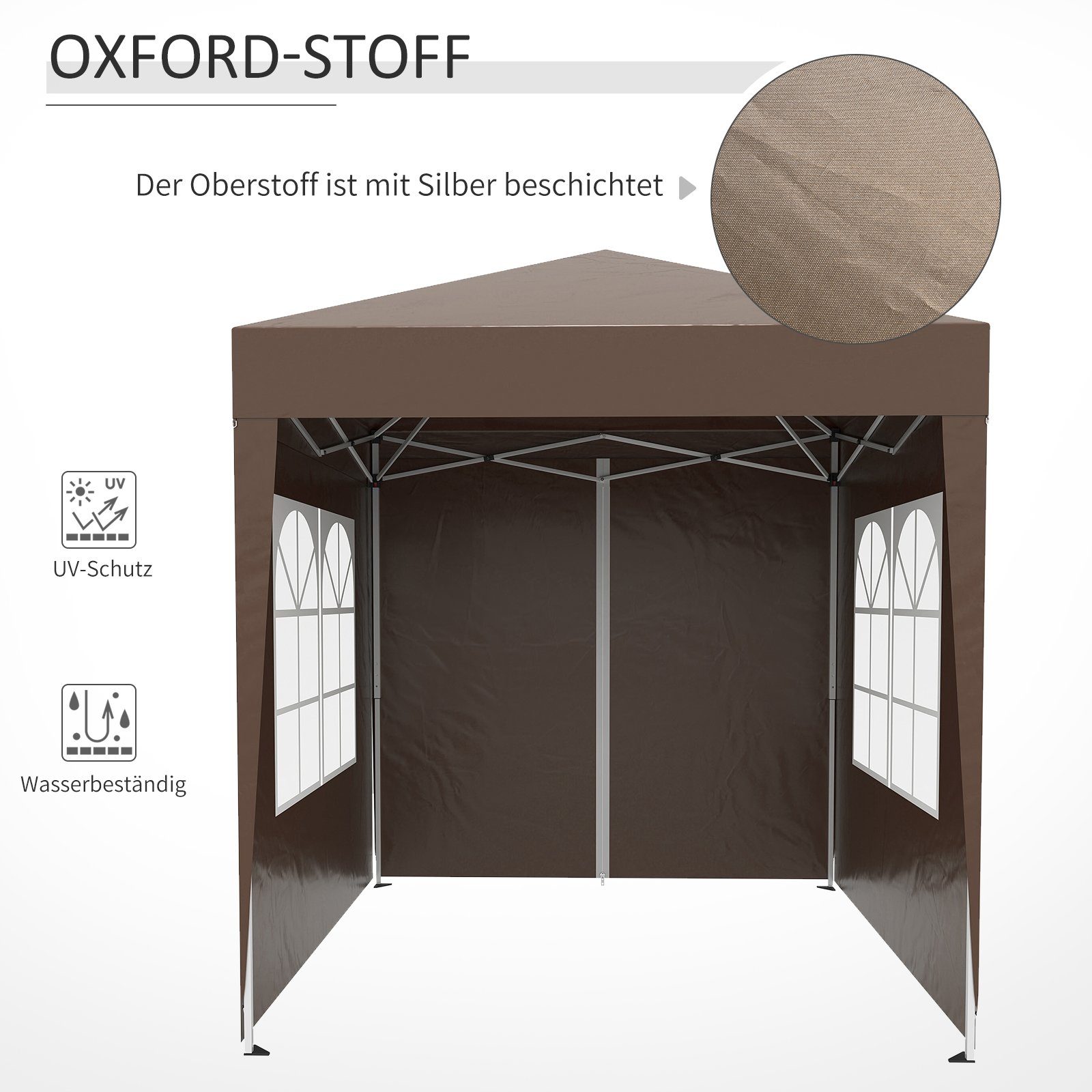 Outsunny Faltpavillon Faltpavillon mit 4 Seitenwänden, Gartenzelt mit Tragetasche, mit 4 Seitenteilen, (Set, Festzelt), BxT: 200x200 cm, Gartenzelt mit UV-Schutz