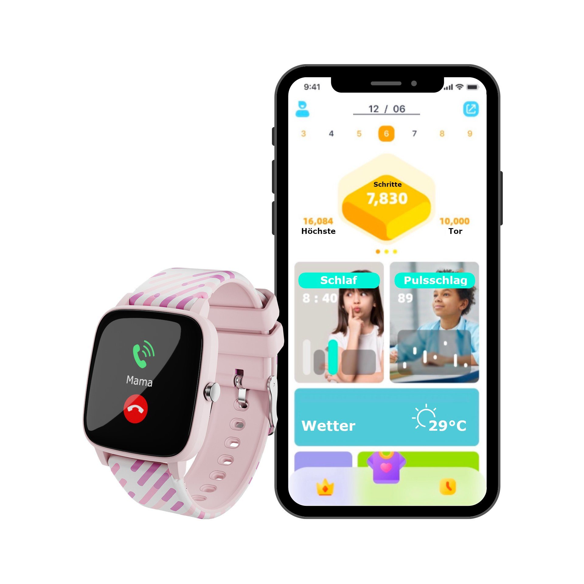 LAMAX BCool Smartwatch (3.55 cm/1.4 Zoll), mit zwei unterschiedlichen Uhrenarmbändern