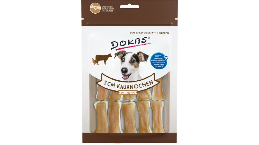 Dokas Hundesnack 5 cm Kauknochen mit Huhn