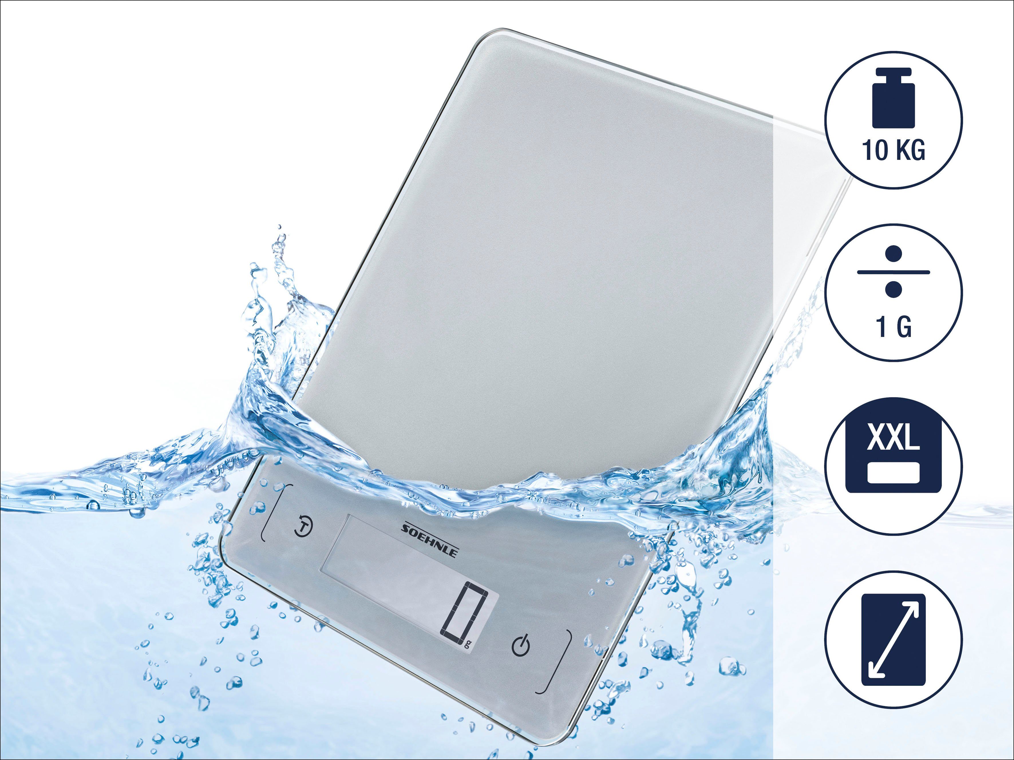 Soehnle Küchenwaage Page Aqua Proof, wasserdichtes Gehäuse