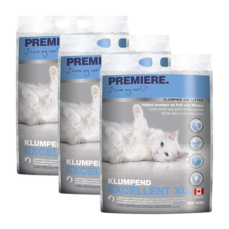 PREMIERE Katzenstreu PREMIERE Excellent XL Klumpstreu 3x12 kg