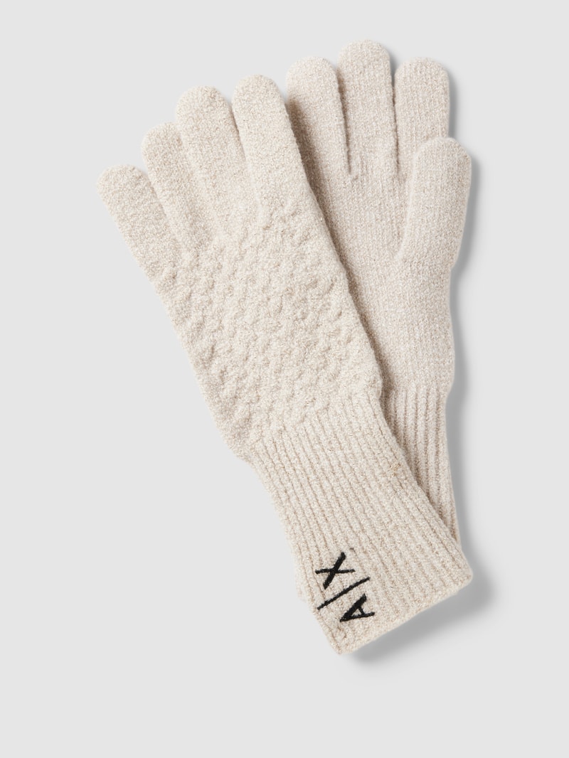 Handschuhe mit Kaschmir-Anteil und Logo-Stitching in gold